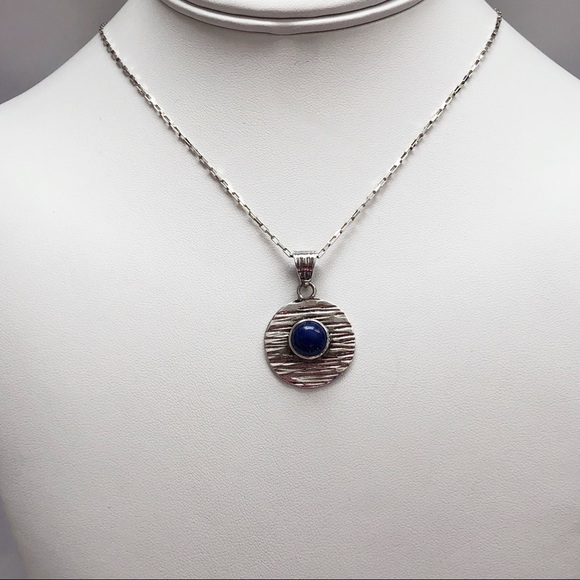 Artisan Sterling Silver Lapis Necklace - Picture 5 of 9